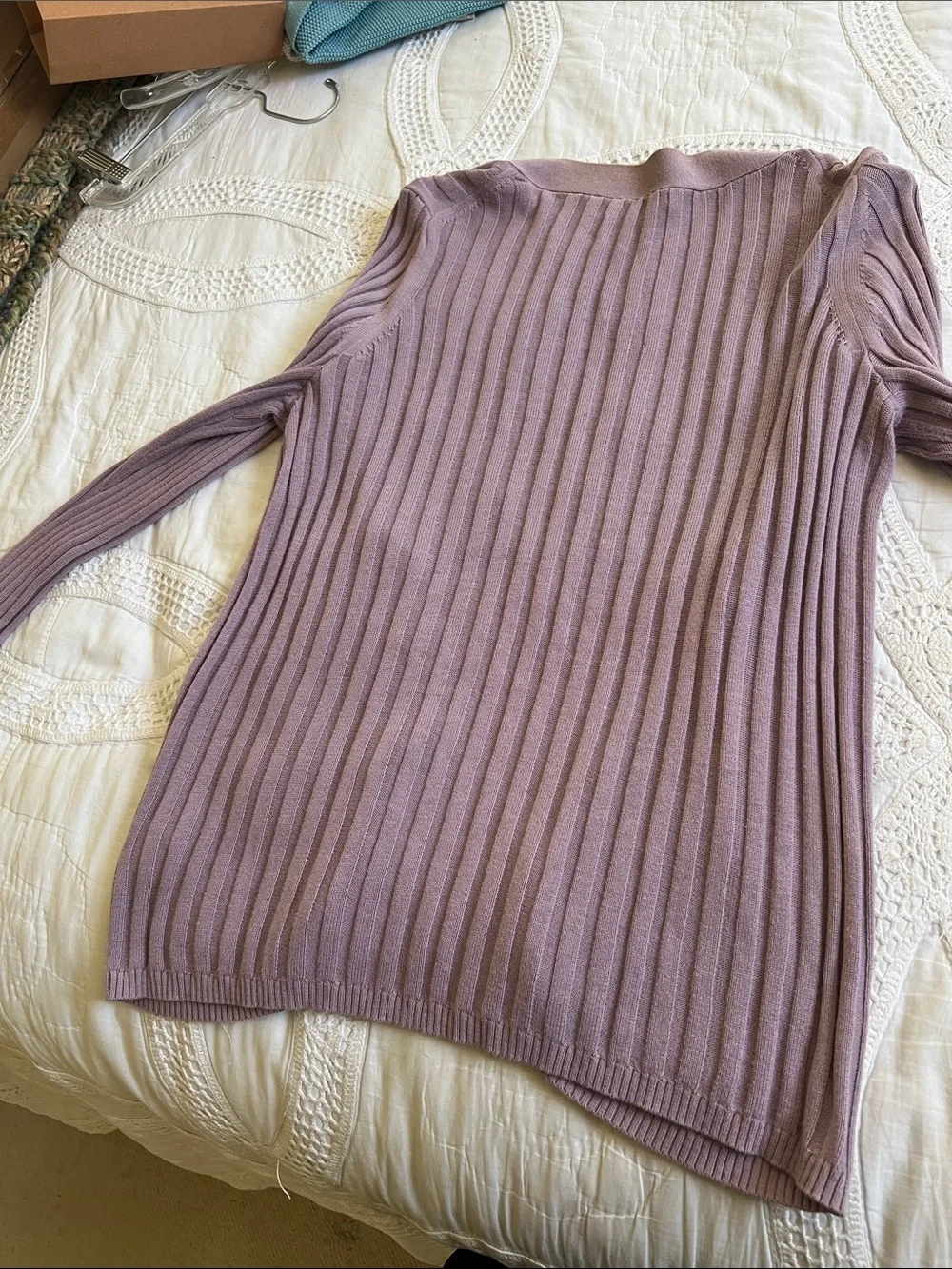 Talbots Mauve Ribbed Button-Front Cardigan - Picture 7 of 7